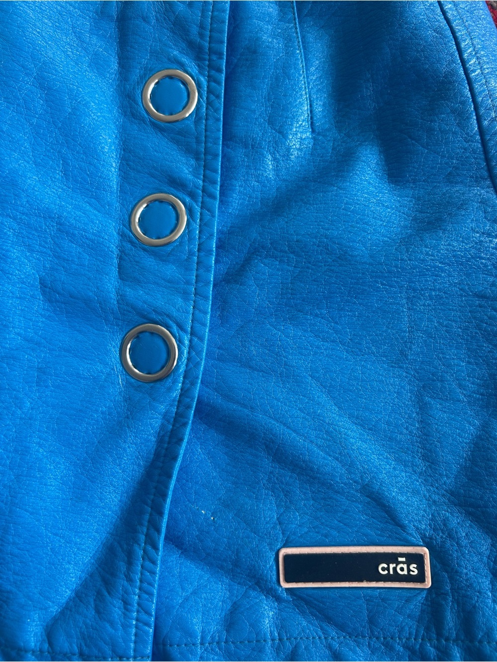Cras Electric Blue Faux Leather Mini Skirt with Grommet Detail - Picture 4 of 5